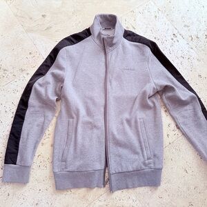 Calvin Klein Light Gray and Black Zip-Up Sweater